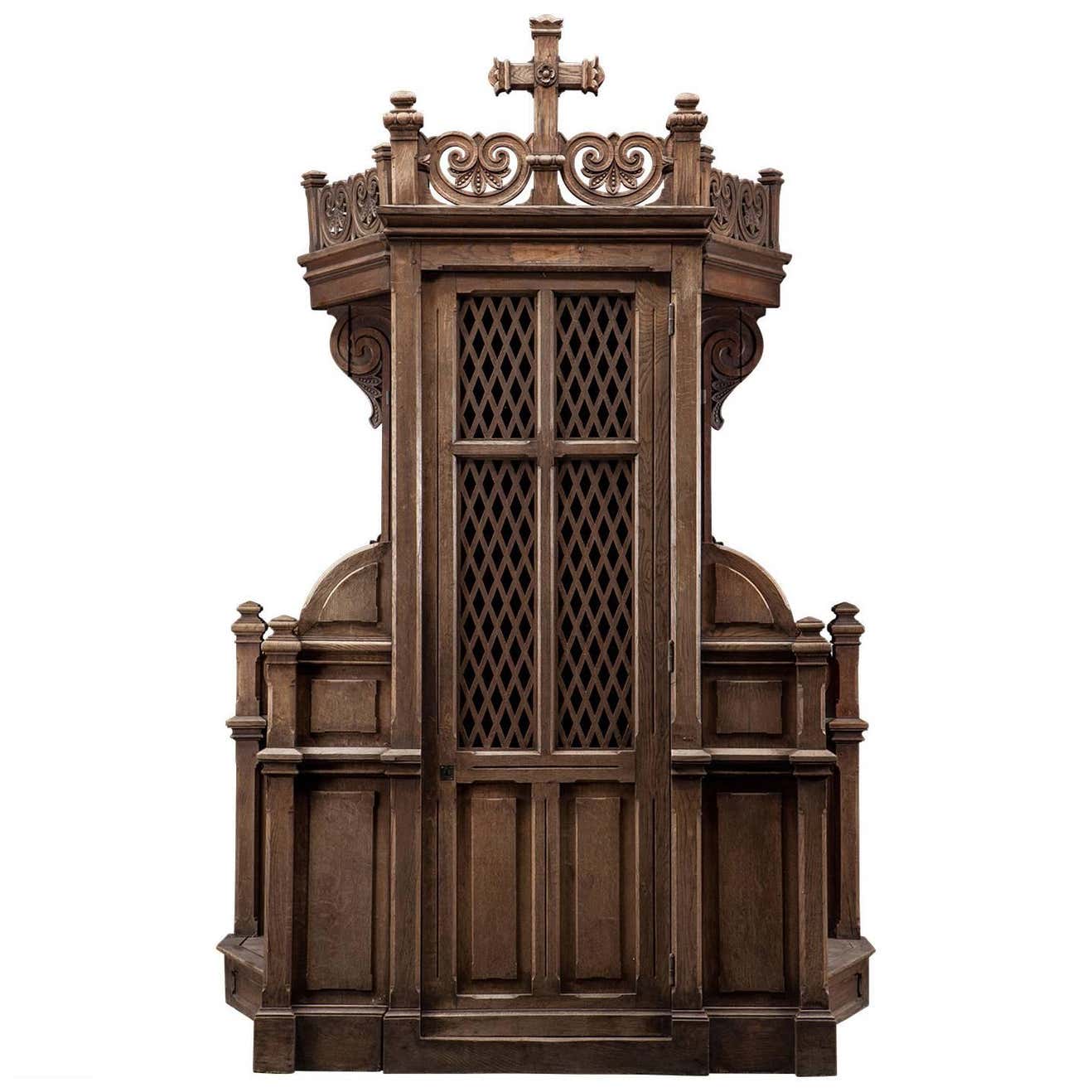 Massive Oak Church Confessional at 1stDibs