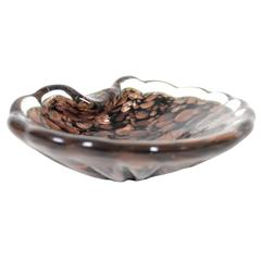 Vincenzo Nason Black & Clear Copper Aventurine Scalloped Shell Bowl 