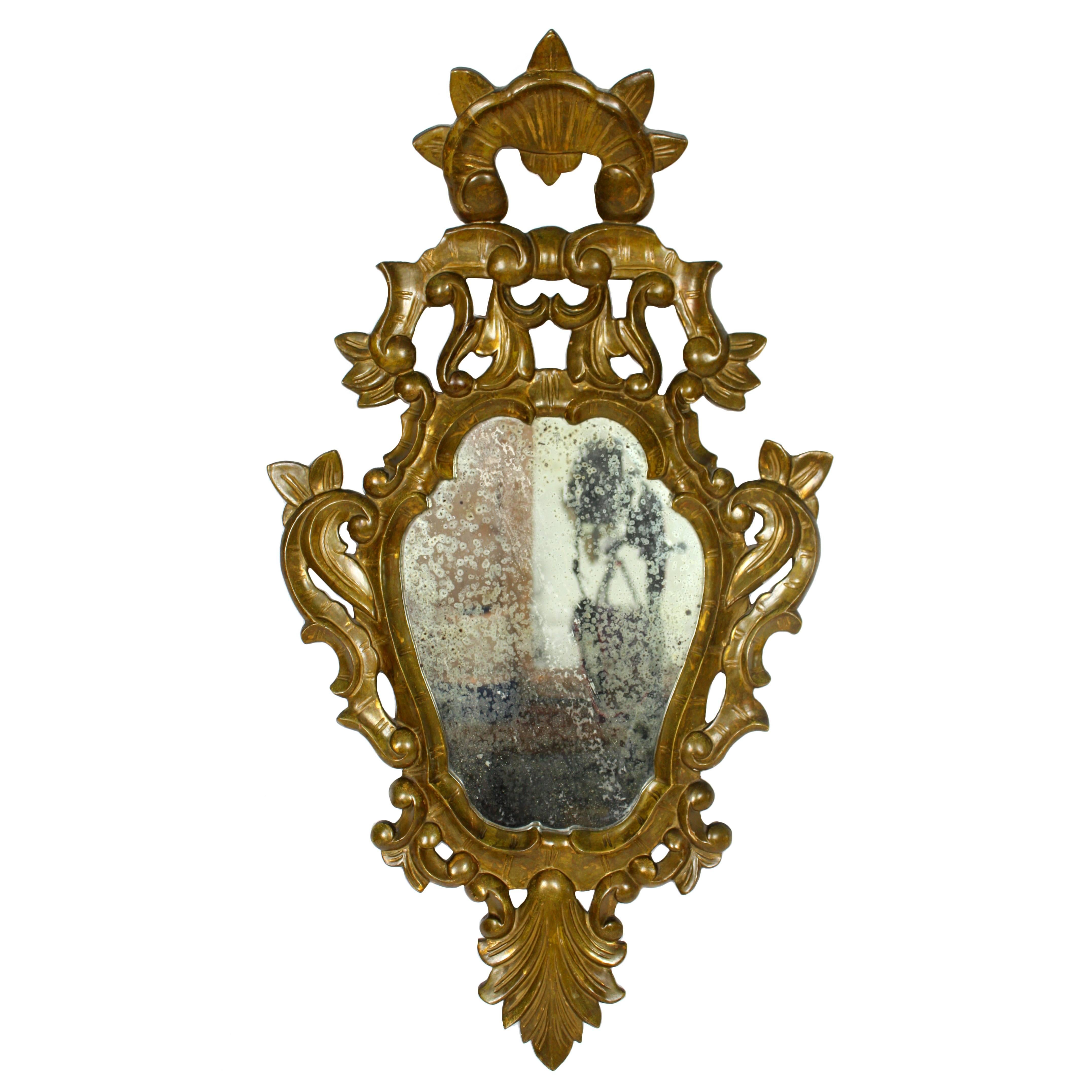 Spanish 19th Century Rococo style Carved Giltwood Mirror , 19th Century
