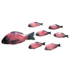 Set of Mid-century pink glazed ceramic fishes 6