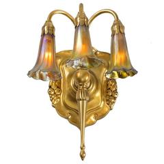 Antique Pair of Tiffany Studios "Three-Light Lily" Sconces