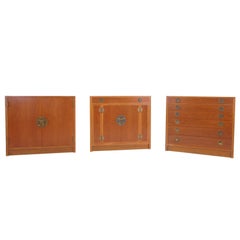 Vintage Three Storage Cabinets by Edward Wormley for Dunbar. Completely Original.