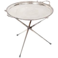 Silver Tray Table on Stand