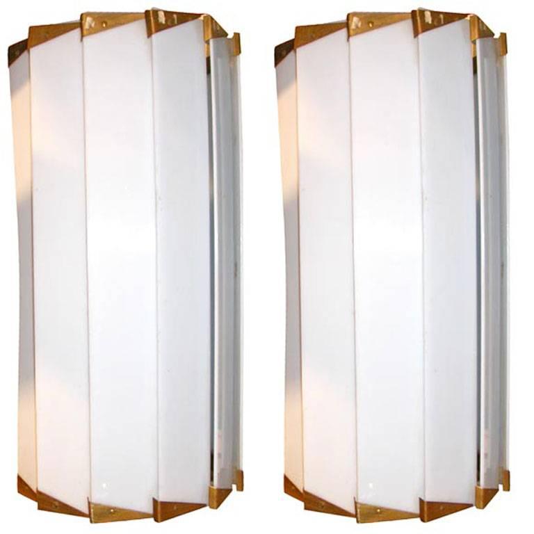 Pair of French Lucite Wall Lamps For Sale