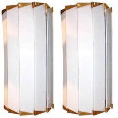 Vintage Pair of French Lucite Wall Lamps