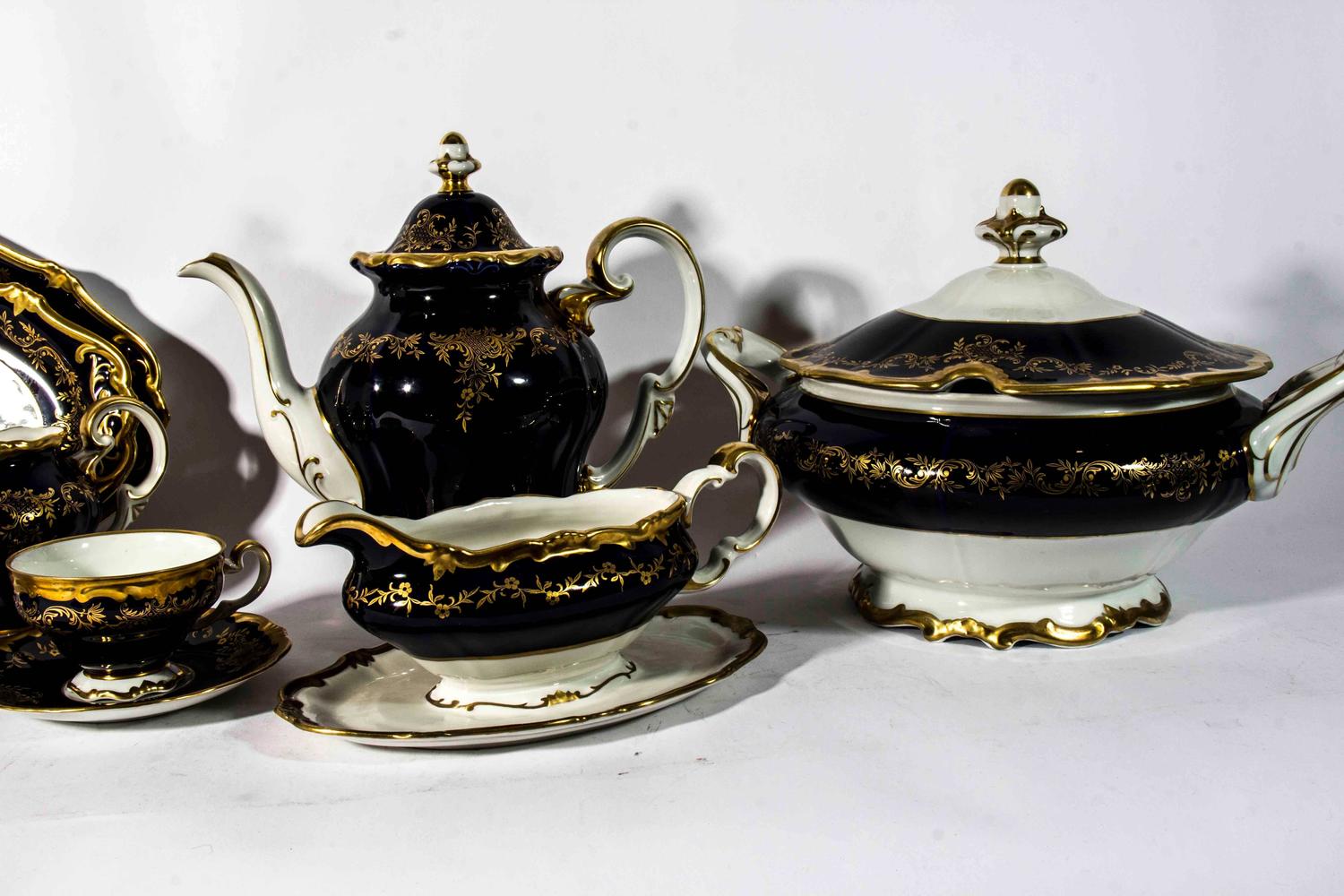 Vintage Weimar Germany Cobalt Porcelain Tea and Dinner Set at 1stdibs