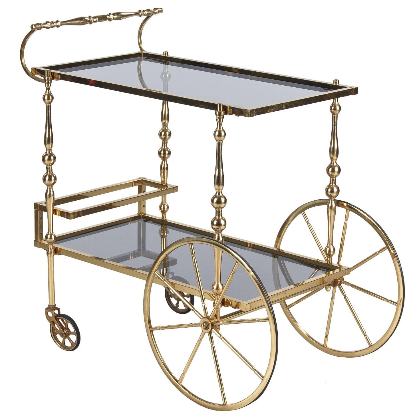 MidCentury Brass Bar Cart from Spain at 1stDibs