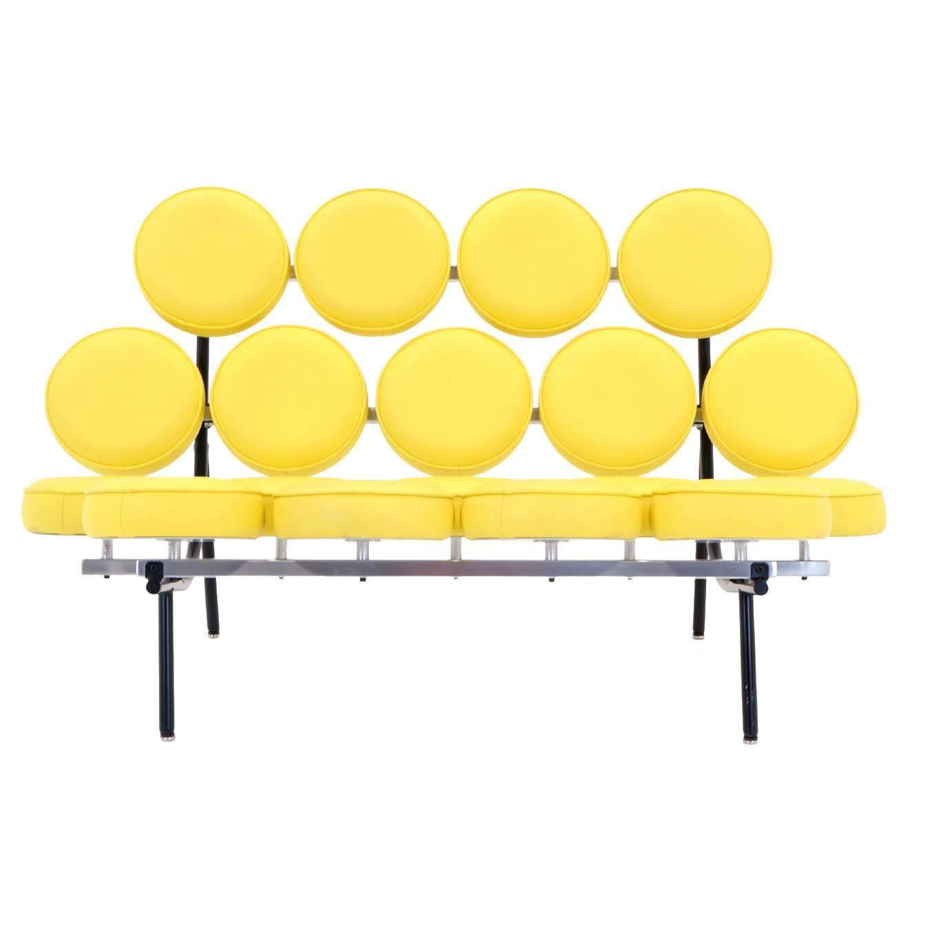 George Nelson for Herman Miller Marshmallow Sofa in Yellow Vinyl at 1stdibs