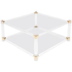 French Vintage Lucite Square Coffee Table