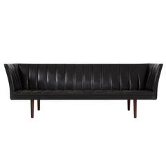 Helge Vestergaard Jensen Rare Black Leather Sofa 