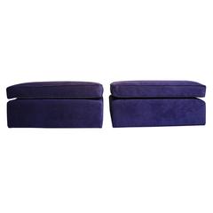 Mid-Century Modern Purple Velvet Upholstered Charles Pfister Ottomans for Knoll