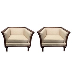 Pair of Sculptural Walnut Lounge Chairs