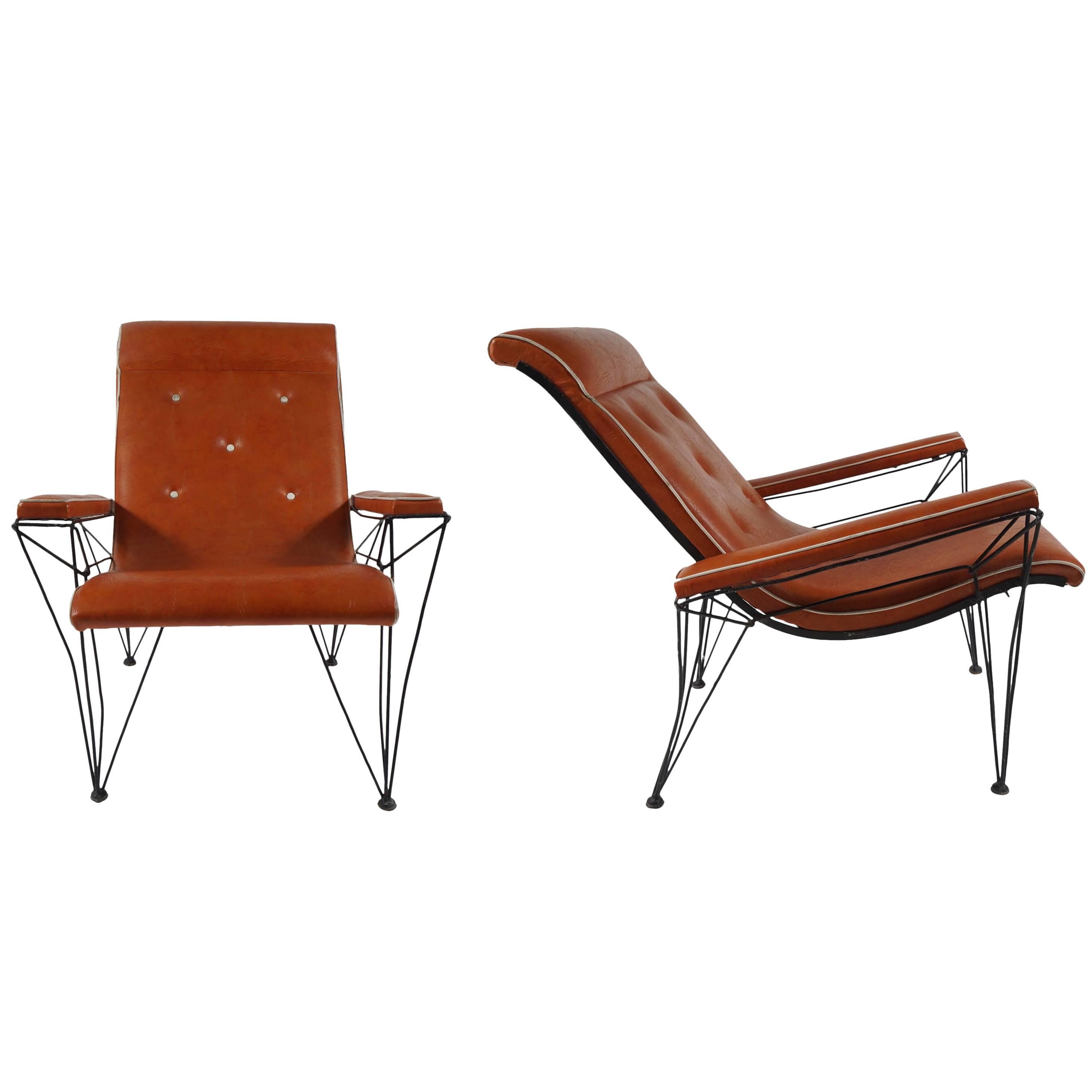 Pair of 1960s Italian Style Lounge Chairs