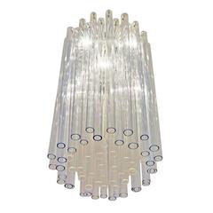 Blue and Clear Glass Venini Chandelier, Italy, 1960s 6