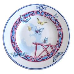 Set of Six Hermes Papillons Porcelain Plate