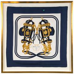 Hermes Scarf Framed in Gilted Frame