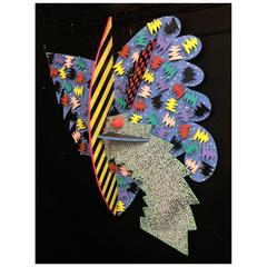 Large Memphis Inspired Sculptural Wall Hanging Relief by John Rose