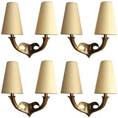 Scarpa Stamped Set of Four Gold Bronze Sconces Model "masq" in Genuine Condition