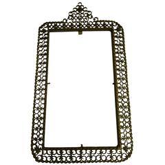 Italian Bronzed Iron Filagree Wall Mirror Attributed to Maison Jansen 6