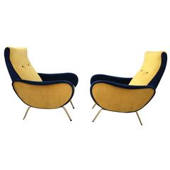 Pair of Italian, 1950s Armchairs in the Style of Marco Zanuso