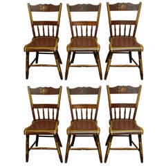 Antique Set of Six Pennsylvania Painted Hitchcock Dining Chairs