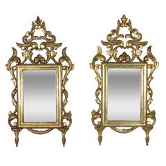 Pair of 19th Century Spanish Rococo Style Giltwood Mirrors 10