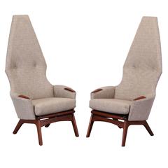 Adrian Pearsall Pair of Walnut High Back Chairs for Craft Associates, 1960 4