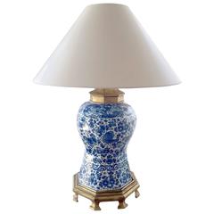 19th Century Blue and White Delft Lamp