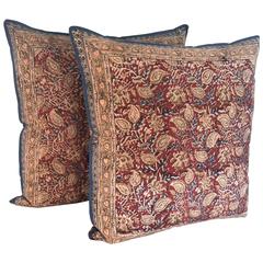 Vintage Pair of Indian Batik Pillows
