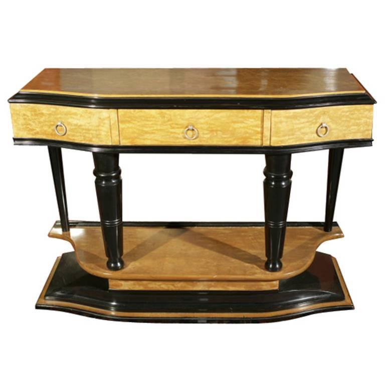 Art Deco Style Console in Burl and Ebony Colors
