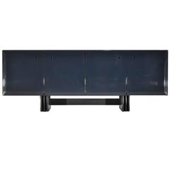 Rare Blue Lacquer Modernist Sideboard by Furnitans, Belgium, 1980s