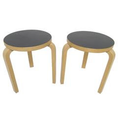 Pair of Classic Three-Legged Stacking Stools by Alvar Aalto