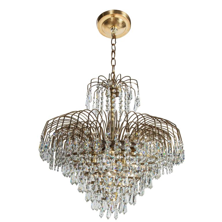 Spectacular Hollywood Regency Cut Crystal Chandelier
