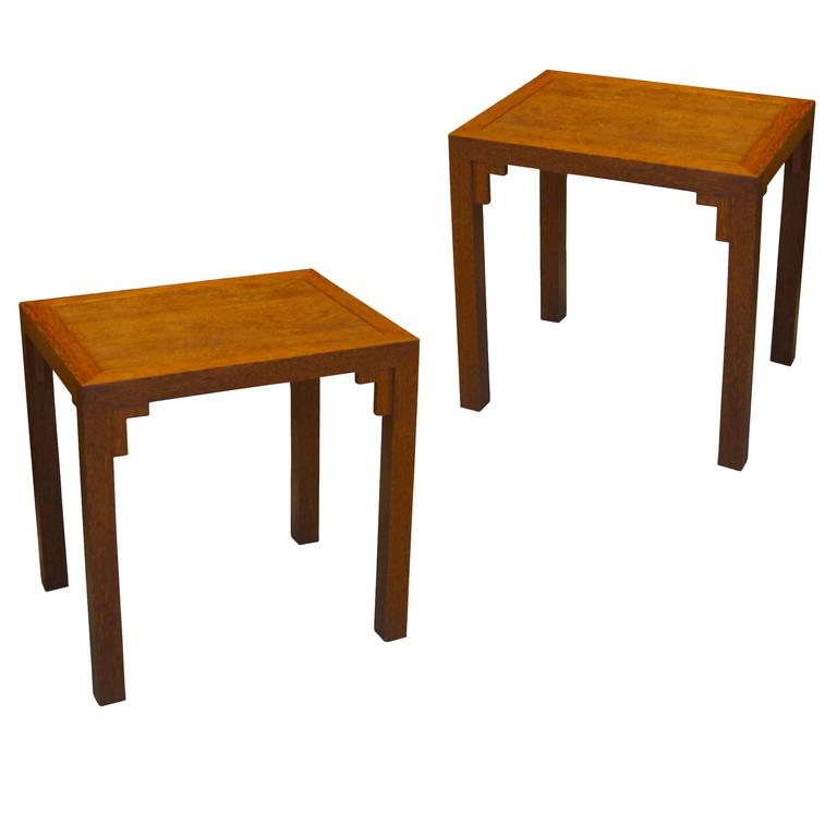 Pair of Side Tables in Palm Wood in the Style of Eugène Printz For Sale