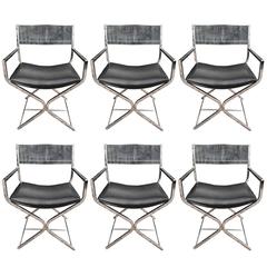 Six Lucite and Chrome Director's Chairs