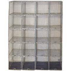 Used Storage Gym Swim Locker Large Cabinet with Twenty Steel Wire Grid Cubbies