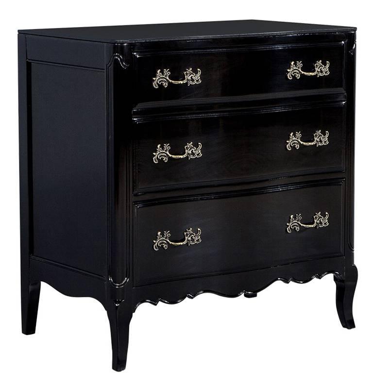 Black Lacquered Louis XV Chest of Drawers For Sale at 1stdibs