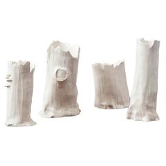 Loie Acevedo Faux-Bois Ceramic Vases in White