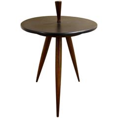 Phillip Lloyd Powell Tripod Walnut and Slate Side or End Table