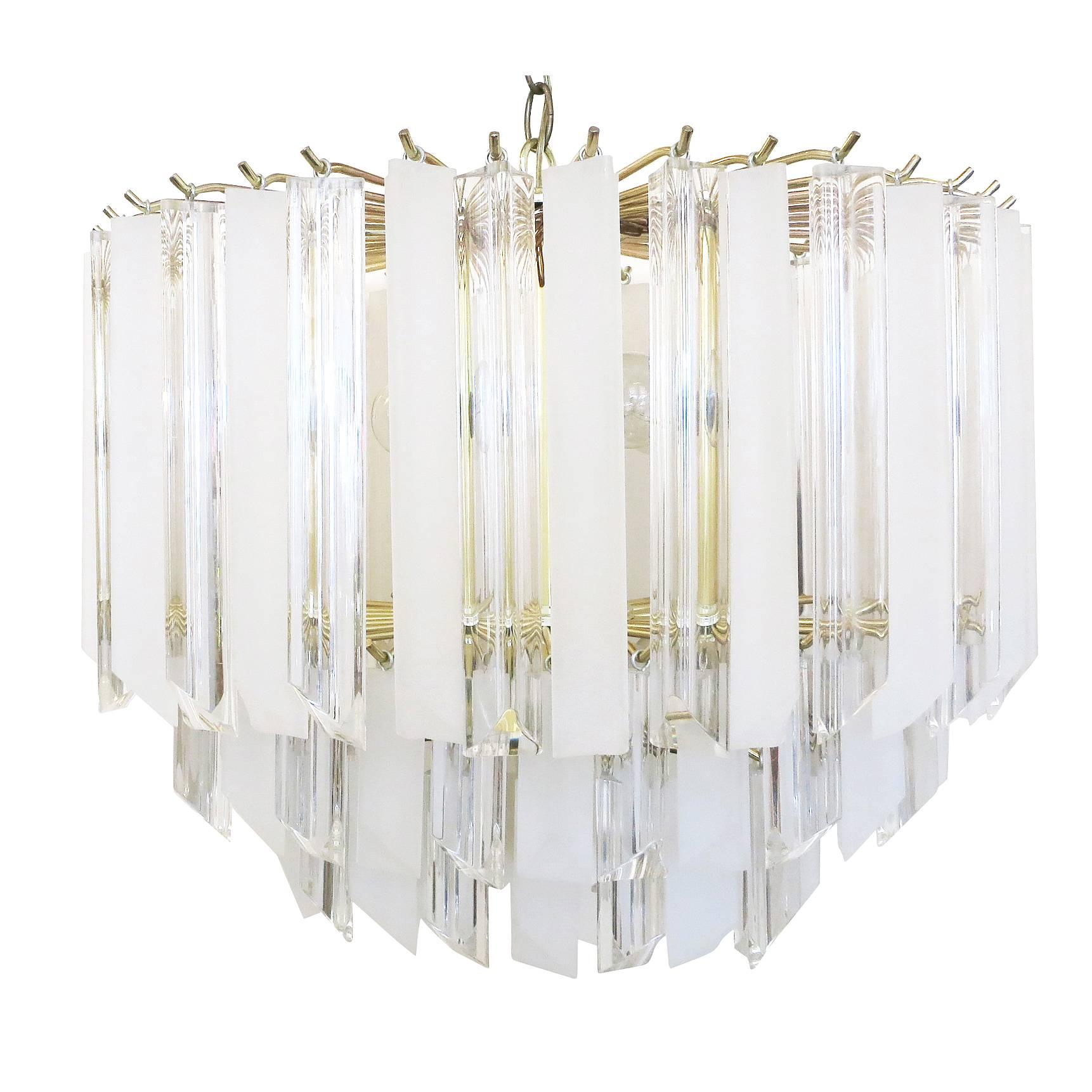 Italian Tiered Lucite Prism Chandelier