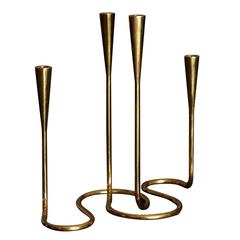 Pair of Brass Double Ended Candlesticks "Serpentine" by Illums Bolighus