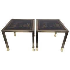 DIA Brass Chinoiserie Style End or Side Tables