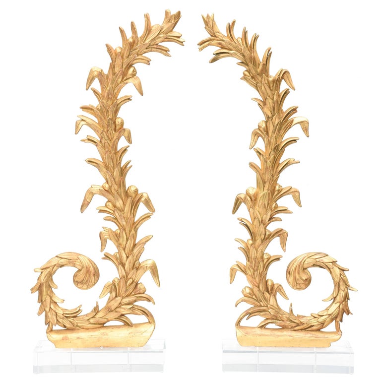 Pair of 19th Century Italian Giltwood Carvings on Lucite Bases For Sale ...
