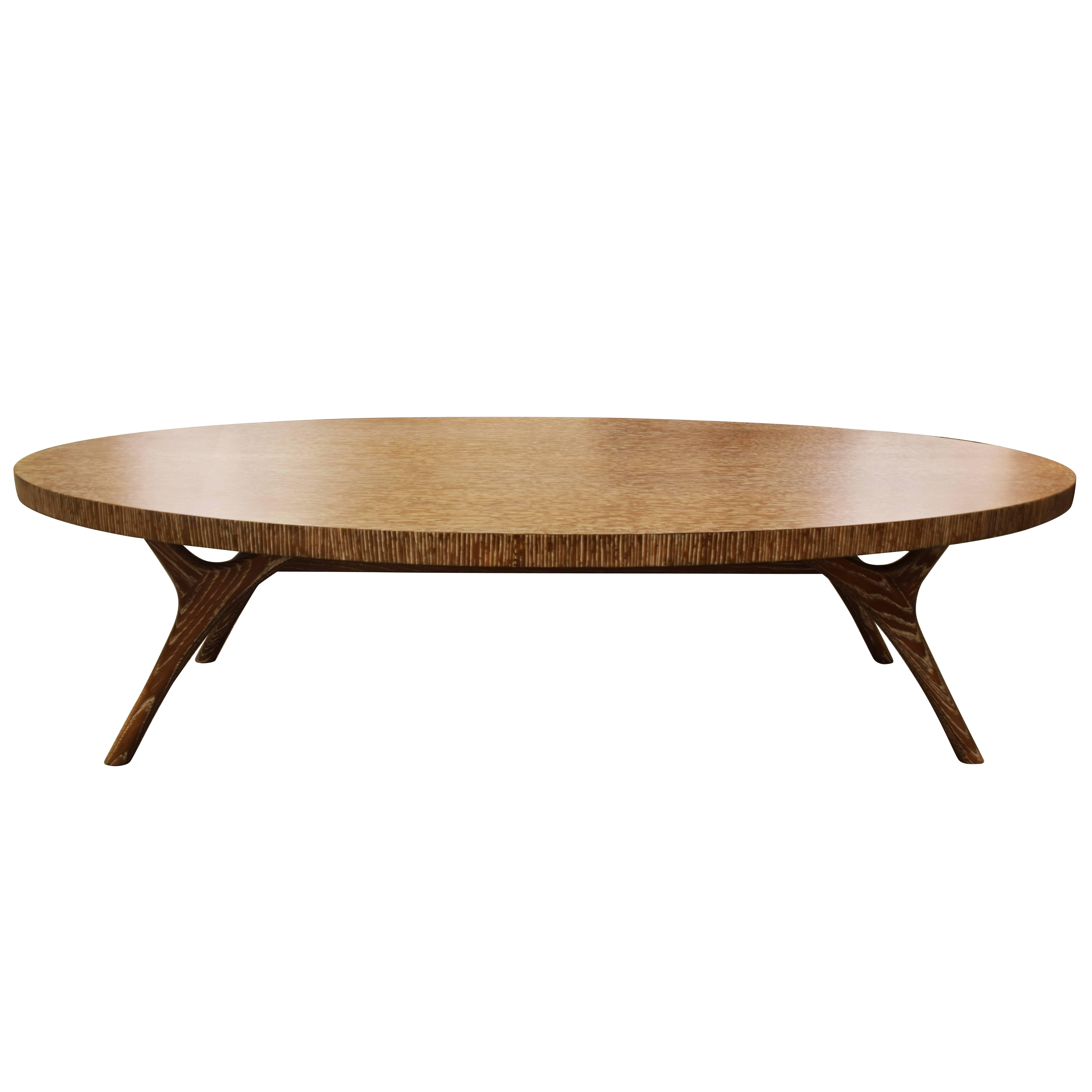 CF MODERN Custom Cerused Finn Leg Coffee Table For Sale