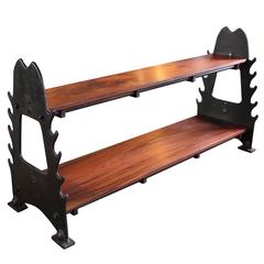Industrial Cast Iron and Walnut Shelving Unit Storage Rack Side Table 12