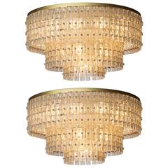 Three Large Chandeliers in Glass and Brass, Austria, 1950s 4