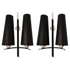 Large Pair of 1950 Sconces by Maison Lunel 7