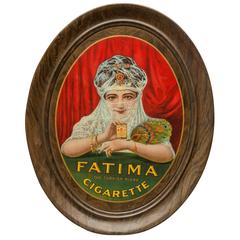 Self-Framed Tin Advertising Sign, Beautiful Girl, Fatima Cigarettes