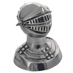 Antique Novelty Silver Pepper Caster of a Knight in Armour, Chester, 1908