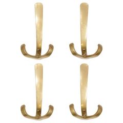 Set of Four Solid Bronze Coat Hooks